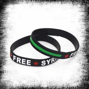 اسوارة علم سوريا الاخضر إسوارة علم سوريا الحرة اسوارة سورية الثورة اسوارة سورية الحرة Free Syria Black Bracelet Fria Syrien armband Free Syria Black Bracelet