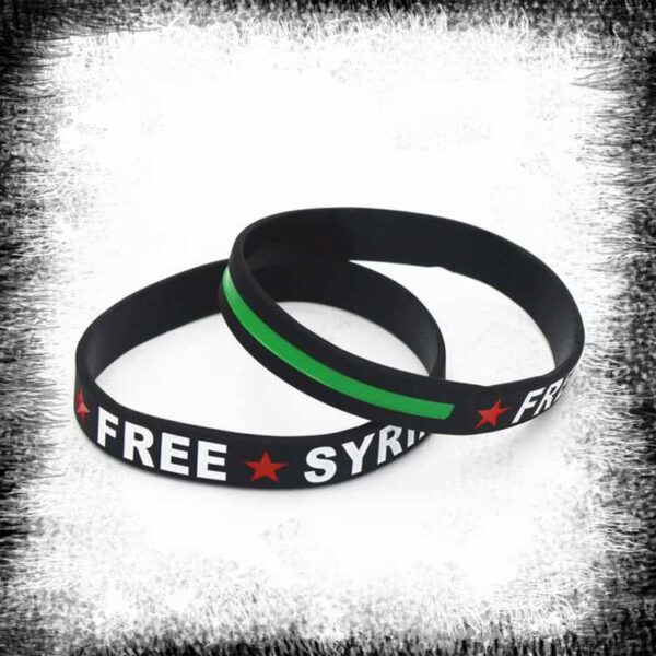 اسوارة علم سوريا الاخضر إسوارة علم سوريا الحرة اسوارة سورية الثورة اسوارة سورية الحرة Free Syria Black Bracelet Fria Syrien armband