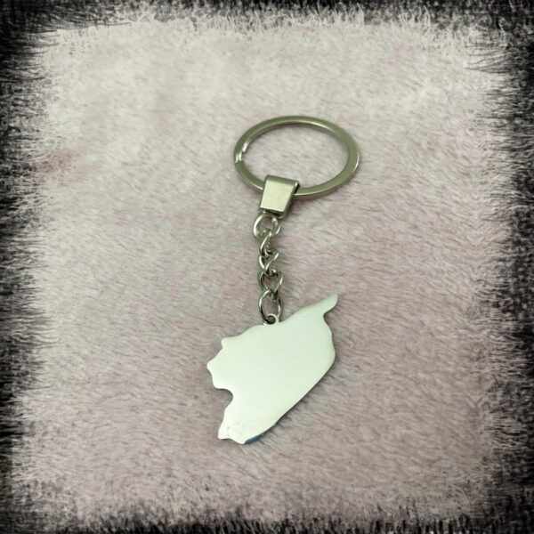 keychain silver color with Free Syria map flag شكلة مفاتيح خريطة علم سوريا الحرة اللون الاخضر Syriska karta Nyckelring Syrien karta Nyckelring