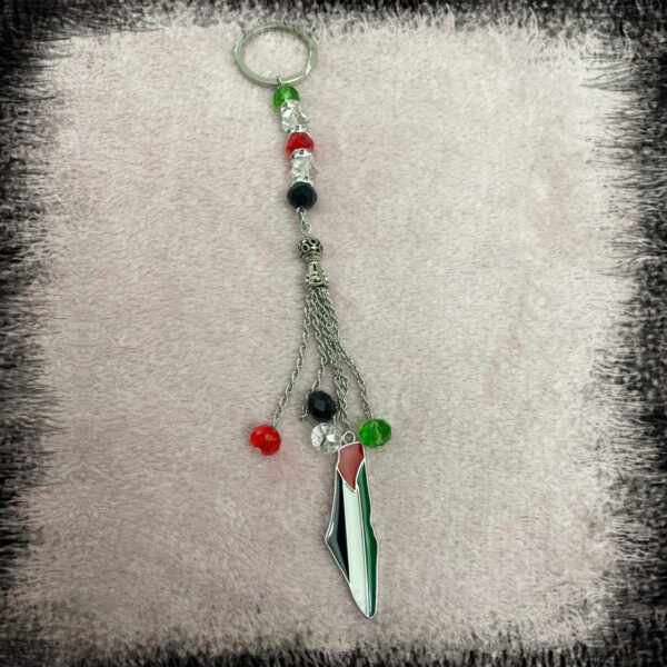 keychain crystal beads color with Palestine map flag شكلة مفاتيح كرستال خرز خريطة فلسطين Palestina flagga Nyckelring Palestina flaggan karta Nyckelring Palestina pälor flaggan karta Nyckelring