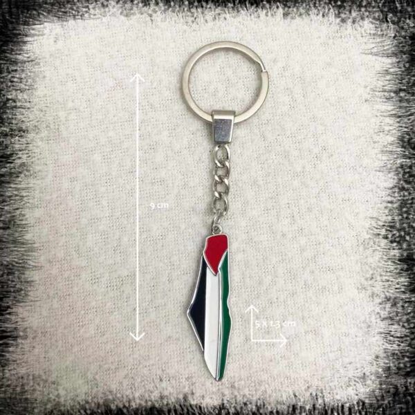 keychain silver color with Palestine map flag علاقة مفاتيح خريطة علم فلسطين Palestina flagga Nyckelring Palestina flaggan karta Nyckelring Palestina pälor flaggan karta Nyckelring