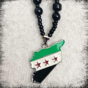 Syria necklace map green necklace of syria syrias necklace Free Syrian flag map necklace silver color قلادة خريطة العلم السوري الحرة باللون الأسود أو الفضي سنسال خارطة سوريا , قلادة خارطة سوريا, قلادة خريطة سوريا ,سلسال خارطة سوريا,قلادة خريطة سورية Syrien karta halsband Syriska karta halsband Free Syrian Flag Map Necklace Black Beads سنسال خرز سورية Pärlor halsband Syrien