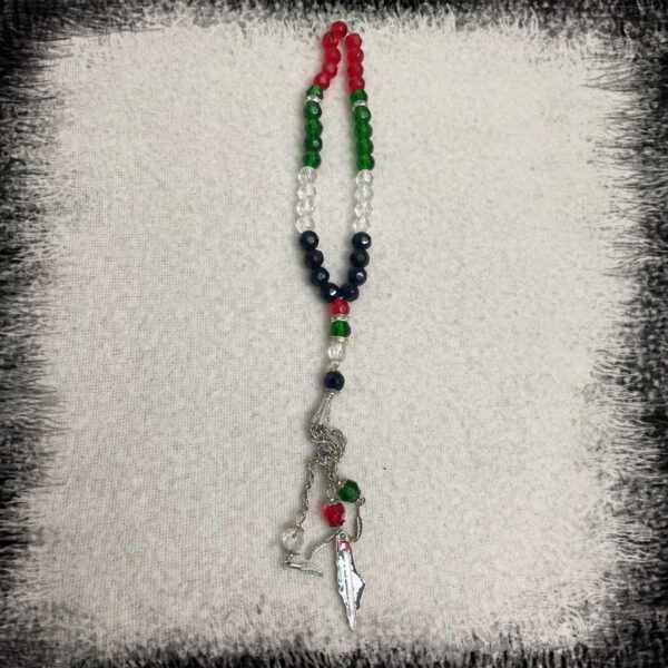 Palestine flag map necklace silver color قلادة خريطة العلم الفلسطين Palestina Pärlor radband Palestina flagga radband Kristall radband Palestina flagga Palestina Pärlor halskette Palestina flagga kette Kristall radband Palestina flagga Palestina flaggan karta halsband Palestina Kristall Pärlor