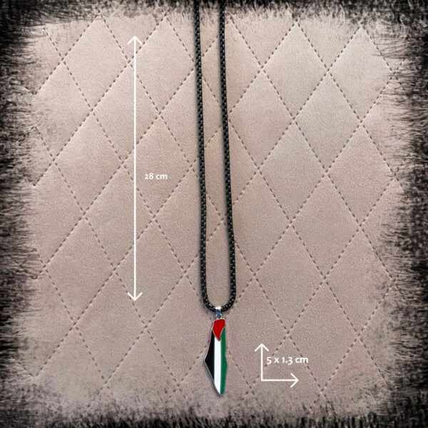 Palestine flag map necklace silver color قلادة خريطة العلم الفلسطين سنسال خارطة فلسطين Palestina Pärlor halskette Palestina flagga kette Kristall radband Palestina flagga Palestina flaggan karta halsband