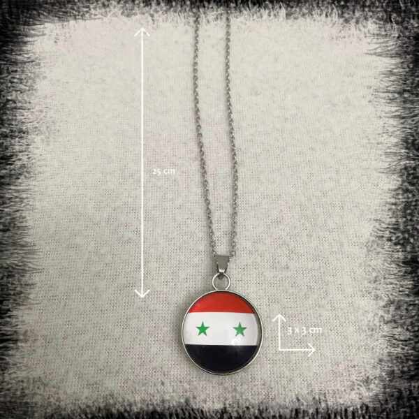 necklace with beads Free Syria map flag سلسال قلادة خرز خريطة علم سوريا سنسال مع قلادة علم سورية الاحمر اللون فضي Halsband Syriska flagg Syriska flaggan halsband