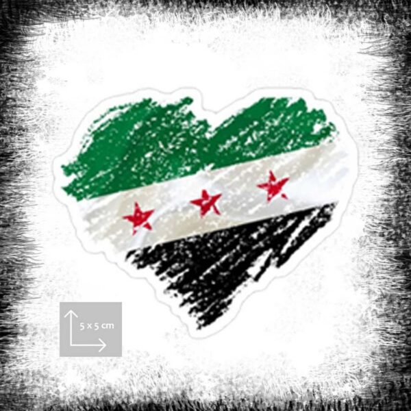 Free Syria Heart Sticker ملصق علم سوريا قلب Affisch Fria Syrien hjärt klistermärke