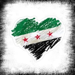 Free Syria Heart Sticker ملصق علم سوريا قلب Affisch Fria Syrien hjärt klistermärke